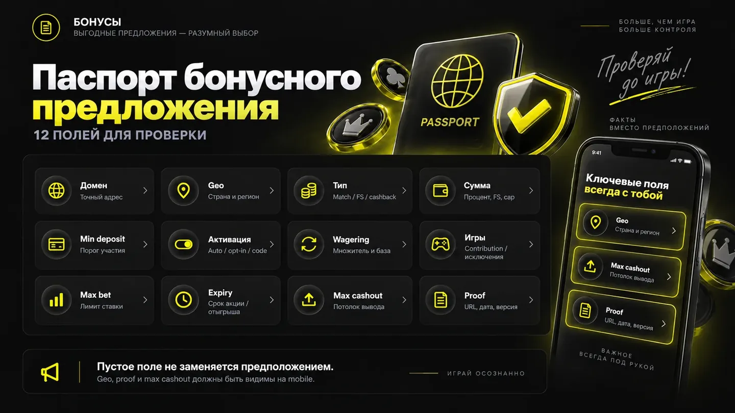 Паспорт бонусного предложения из двенадцати полей